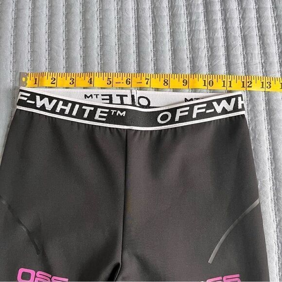 Off-White C/O Virgil Abloh Black Leggings Reflective Detail Pink Logo size Small - Picture 5 of 13